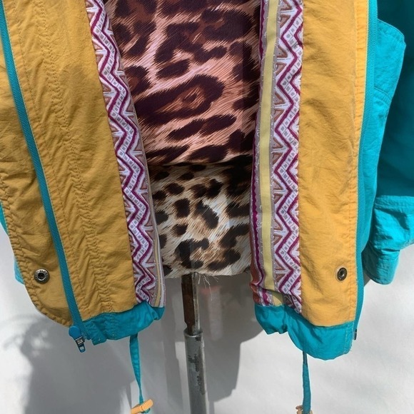 Southwestern Full Zip Track Jacket Lined Windbreaker Teal & Yellow SZ XL - Picture 3 of 8